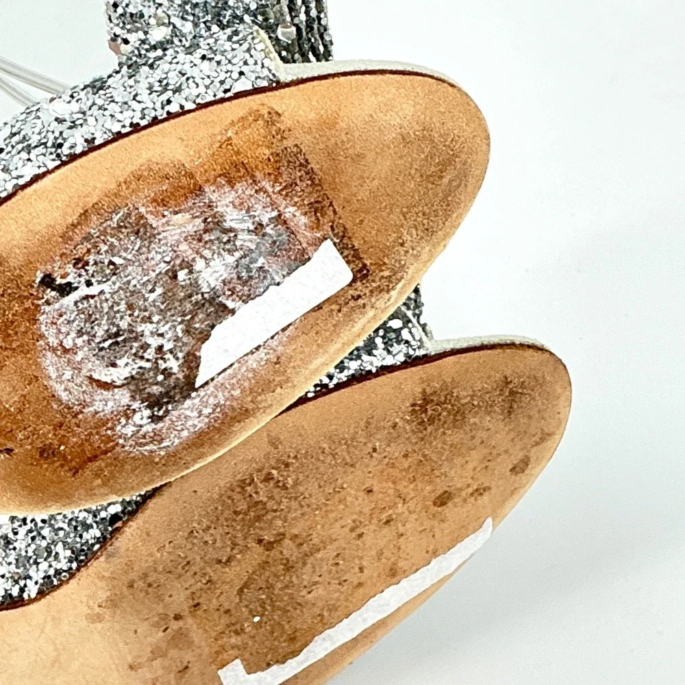 Kate Spade New York‎ Size 5 Silver Glitter Bow Slingback Heels Weddding Bridal